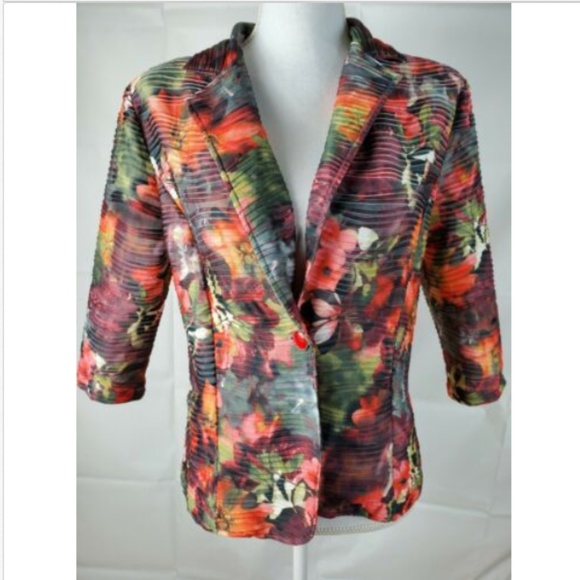 erin london Jackets & Blazers - Erin London Small Red Floral Blazer Jacket